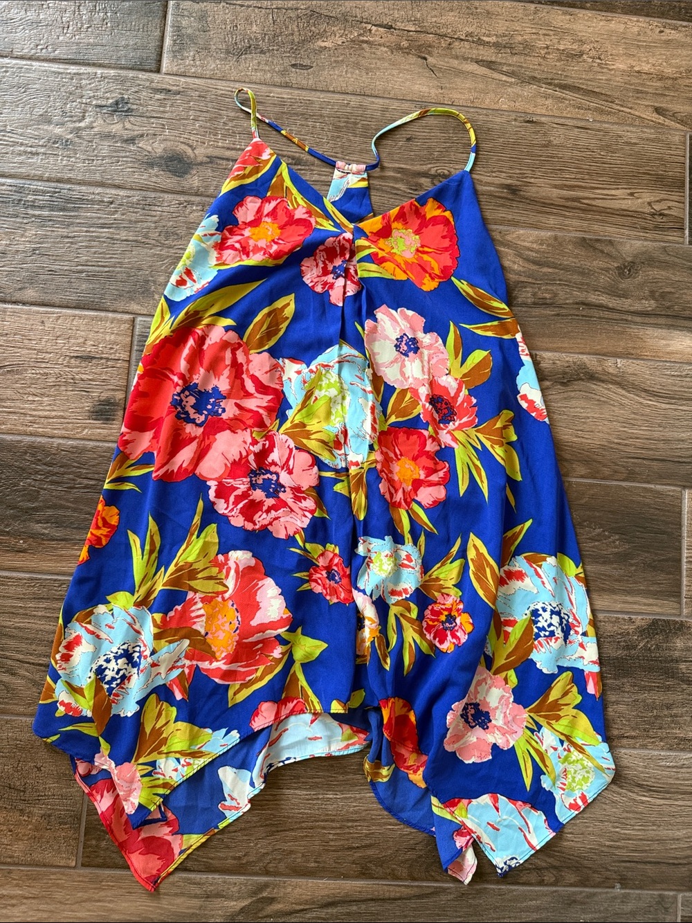 Gianni Bini Royal Blue Floral Tank with Neon Accents